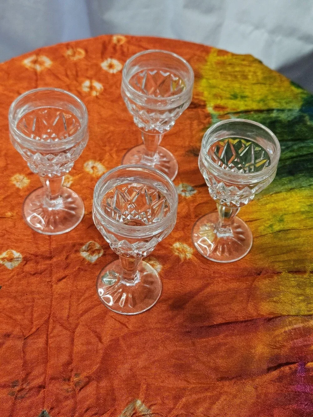 Vintage 1940s Crystal Cordial Decanter Set With Four (4) Liqueur Goblets